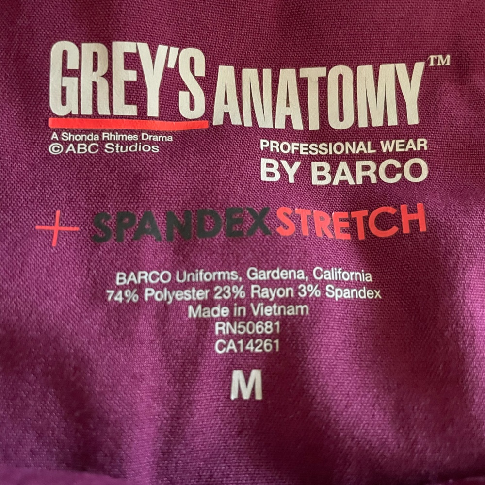 Grey's Anatomy Maroon Scrub pants